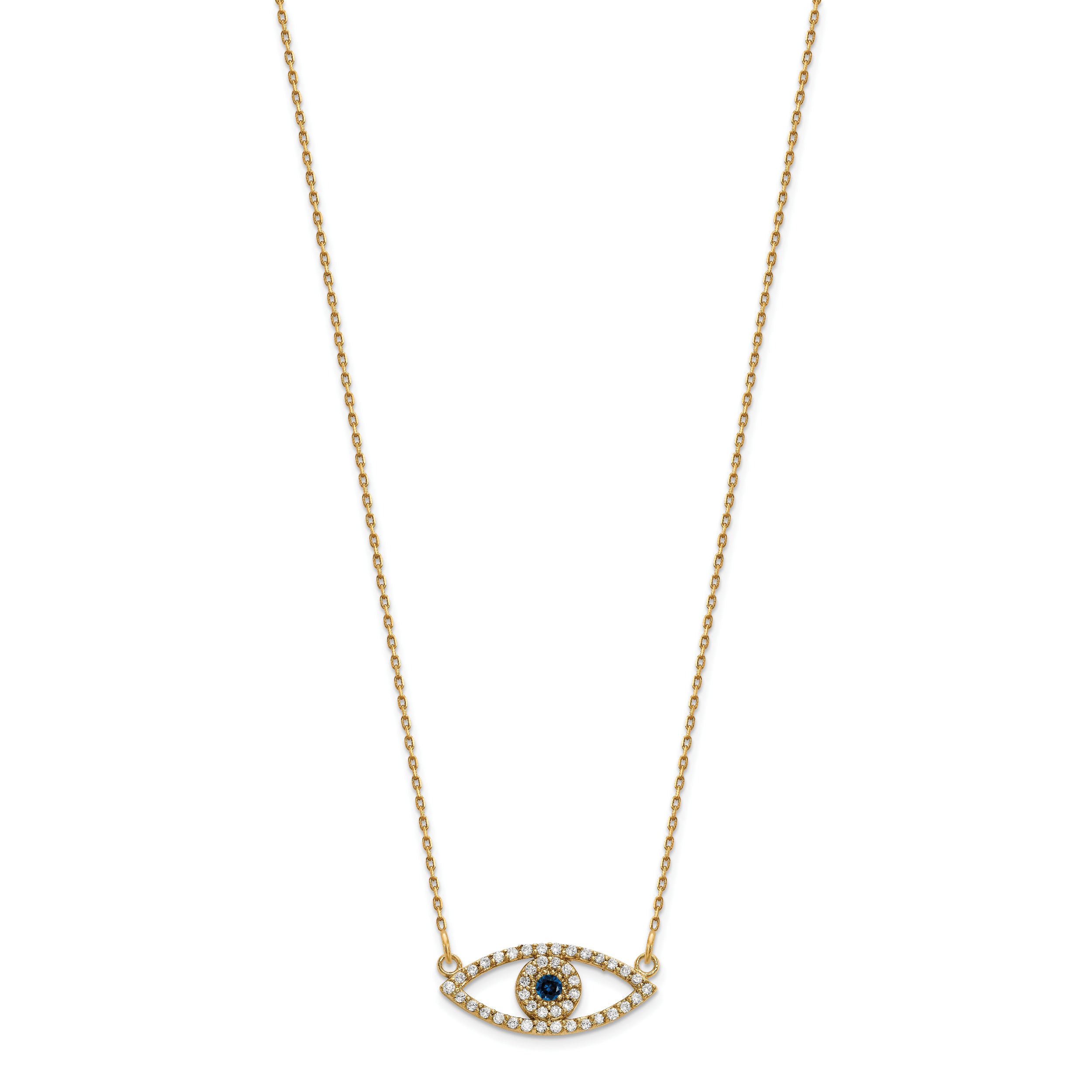 10k Small Necklace Diamond and Sapphire Evil Eye