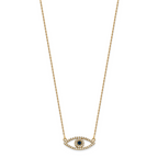 10k Small Necklace Diamond and Sapphire Evil Eye