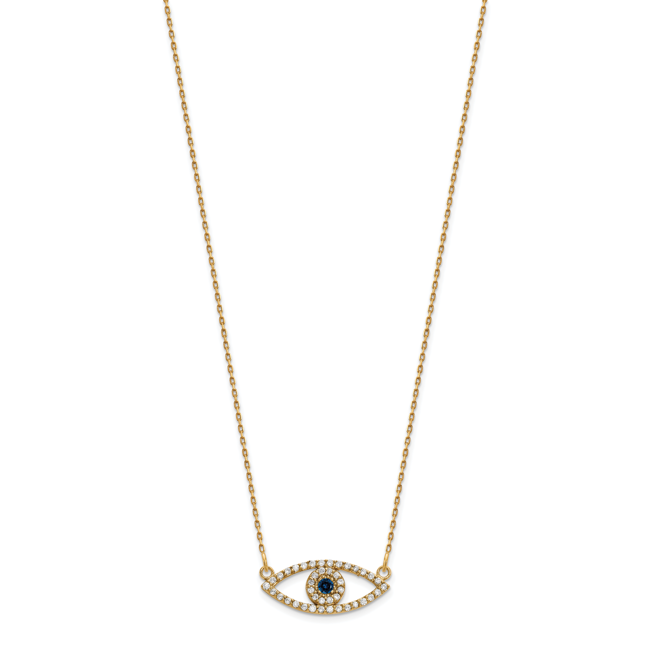 10k Small Necklace Diamond and Sapphire Evil Eye