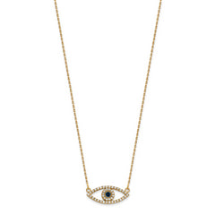 10k Small Necklace Diamond and Sapphire Evil Eye