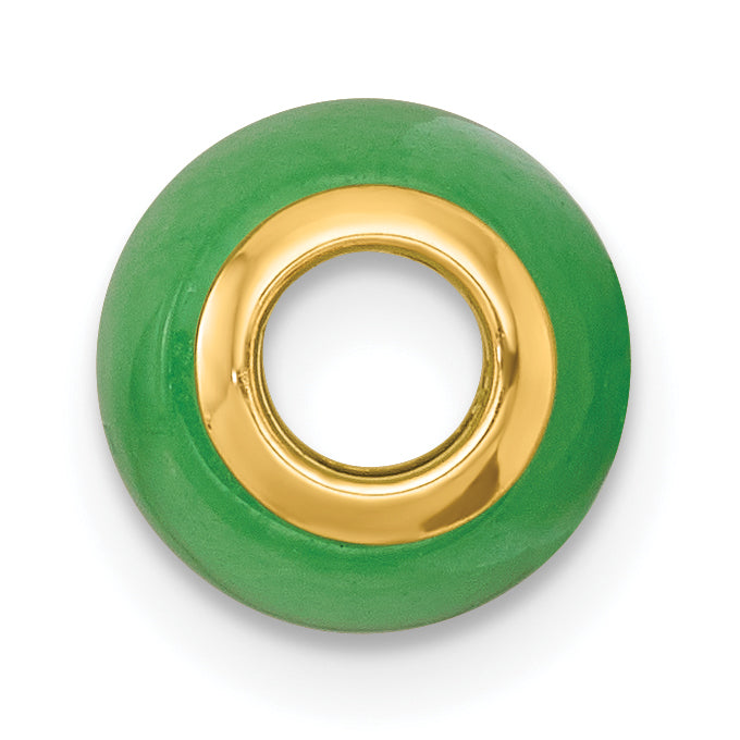 14K Polished Jade Oval Barrel Bead Chain Slide Pendant