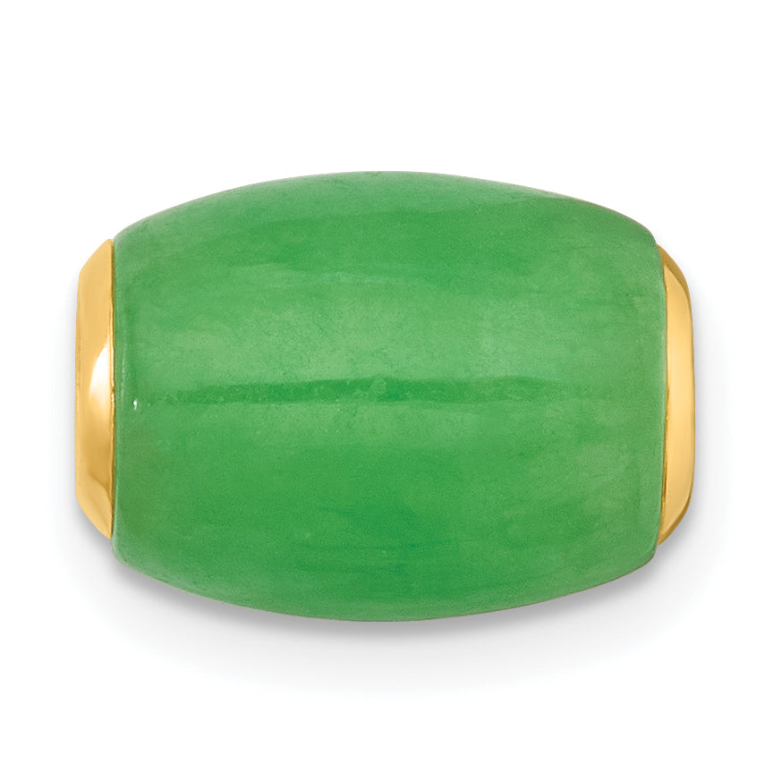14K Polished Jade Oval Barrel Bead Chain Slide Pendant