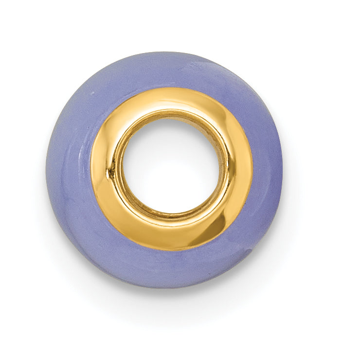 14K Polished Lavender Jade Oval Barrel Bead Chain Slide Pendant Secondary image