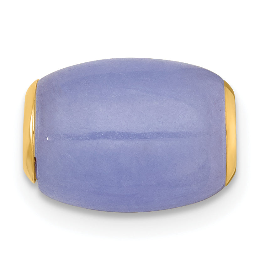 14K Polished Lavender Jade Oval Barrel Bead Chain Slide Pendant