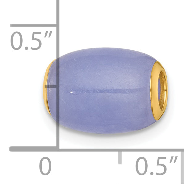 14K Polished Lavender Jade Oval Barrel Bead Chain Slide Pendant