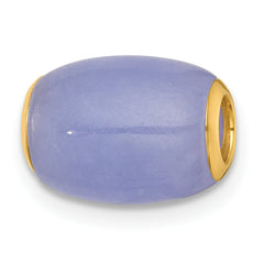14K Polished Lavender Jade Oval Barrel Bead Chain Slide Pendant