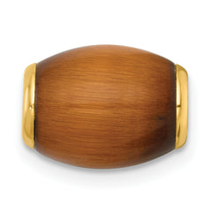 14K Polished Tiger's Eye Oval Barrel Bead Chain Slide Pendant