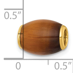 14K Polished Tiger's Eye Oval Barrel Bead Chain Slide Pendant
