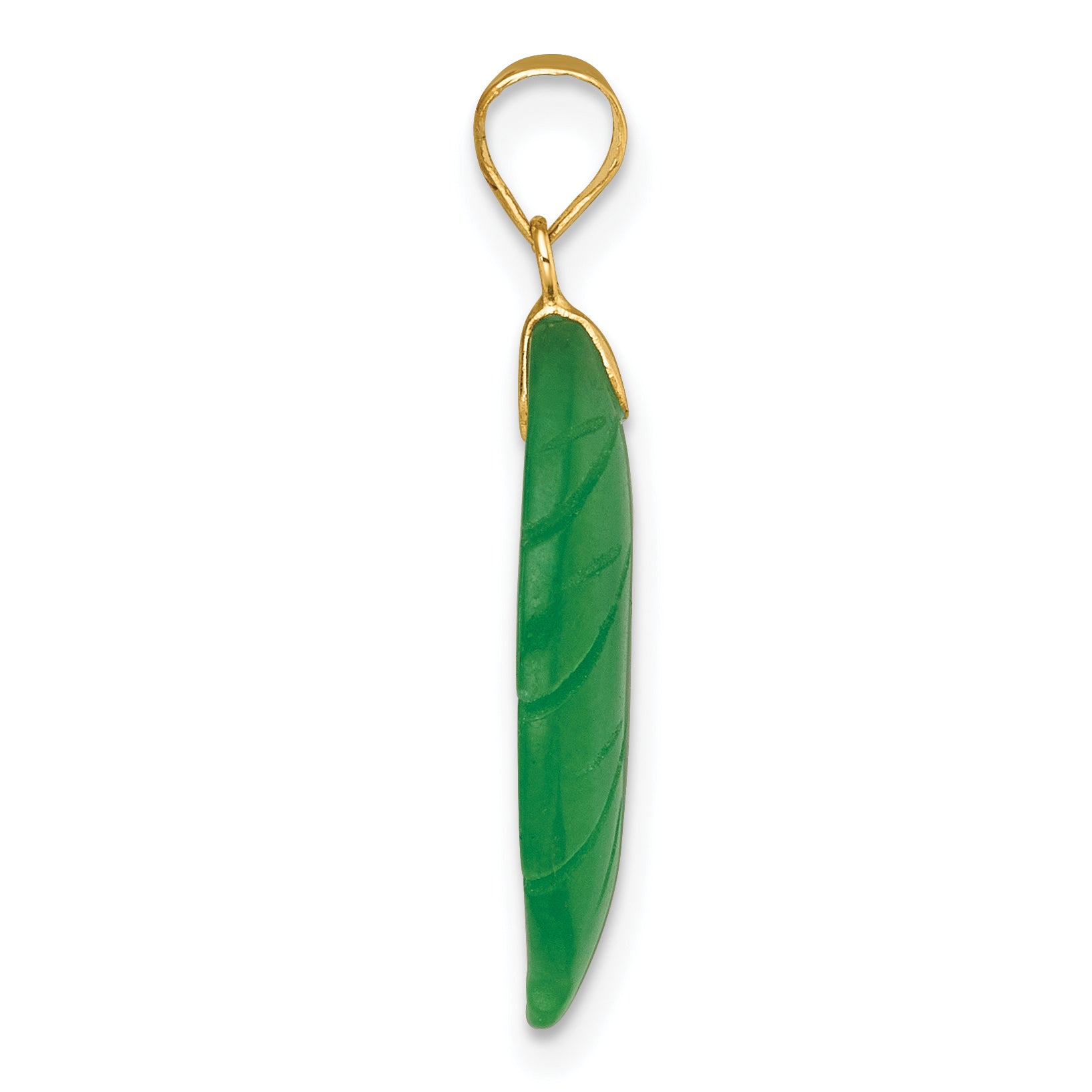 14K Polished Carved Jade Leaf Pendant Secondary image
