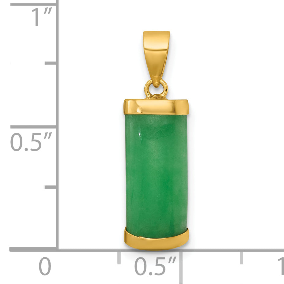 14K Polished Jade Domed Bar Pendant