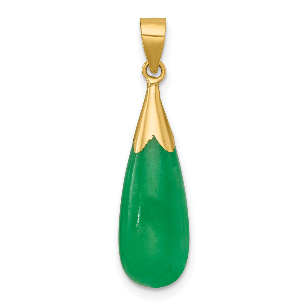 14K Polished Jade Teardrop Pendant