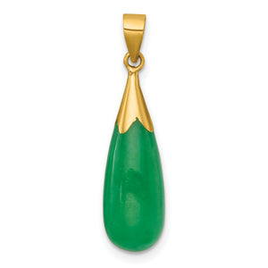 Jade Teardrop Pendant in 14K Yellow Gold, 30mm - Sophia Jewelers