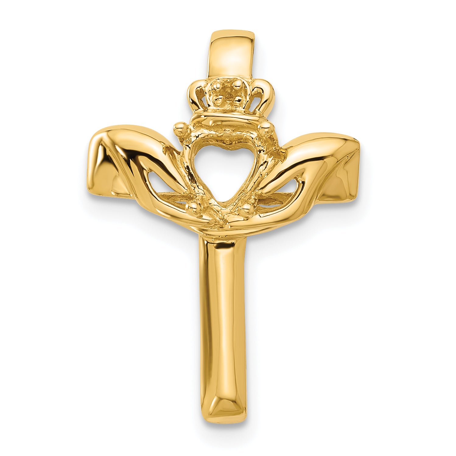 14k Claddagh Cross Pendant Mounting (No Stone Included) Main image