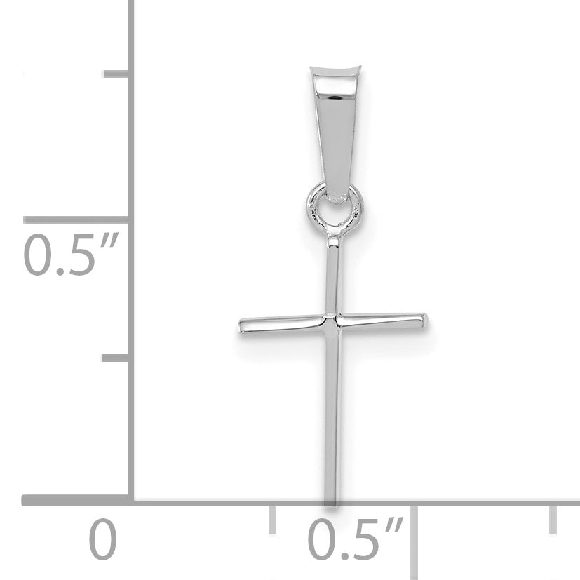 14k White Gold Polished Cross Solid Pendant