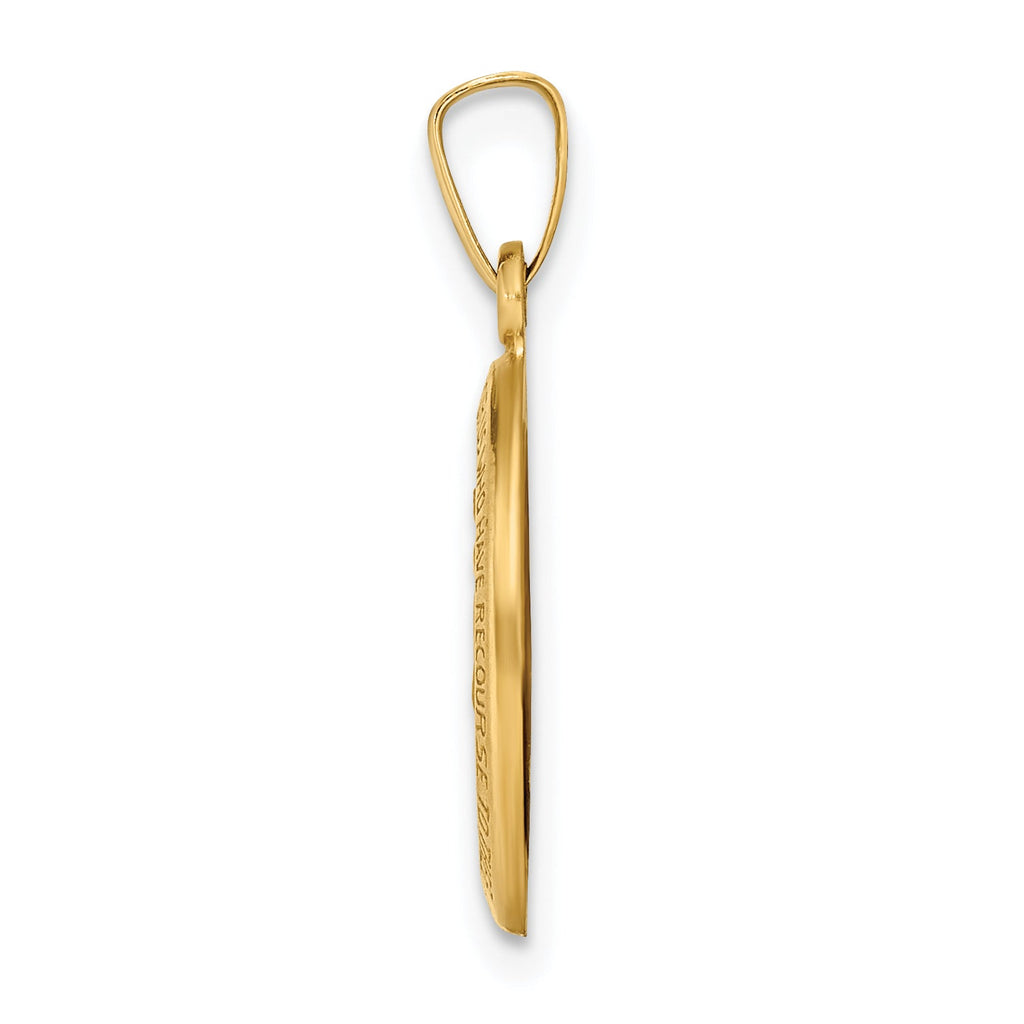 Stunning 14K Polished And Satin Miraculous Medal Hollow Pendant