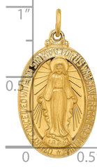 14k Solid Polished/Satin Medium Oval Miraculous Medal