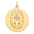 Miraculous Medal Round Pendant in 14K Yellow Gold, 24x30mm - Sophia Jewelers