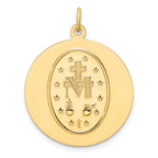 14K Gold Polished/Satin Round Miraculous Medal Pendant, 30mm x 24mm