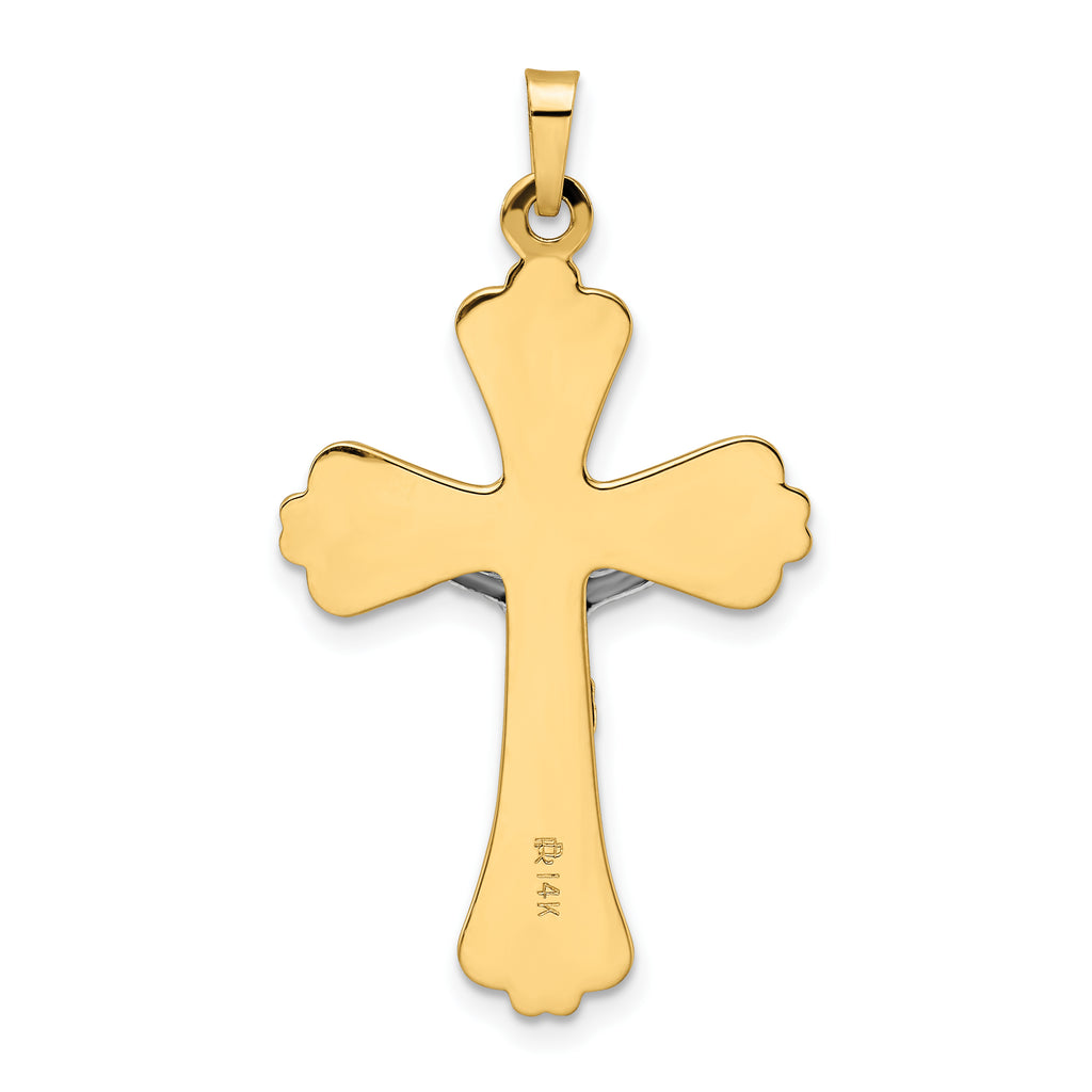 14k Two-tone Polished Solid INRI Curcifix Cross Pendant