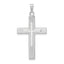 14k White Gold Polished Solid Striped Double Cross Pendant