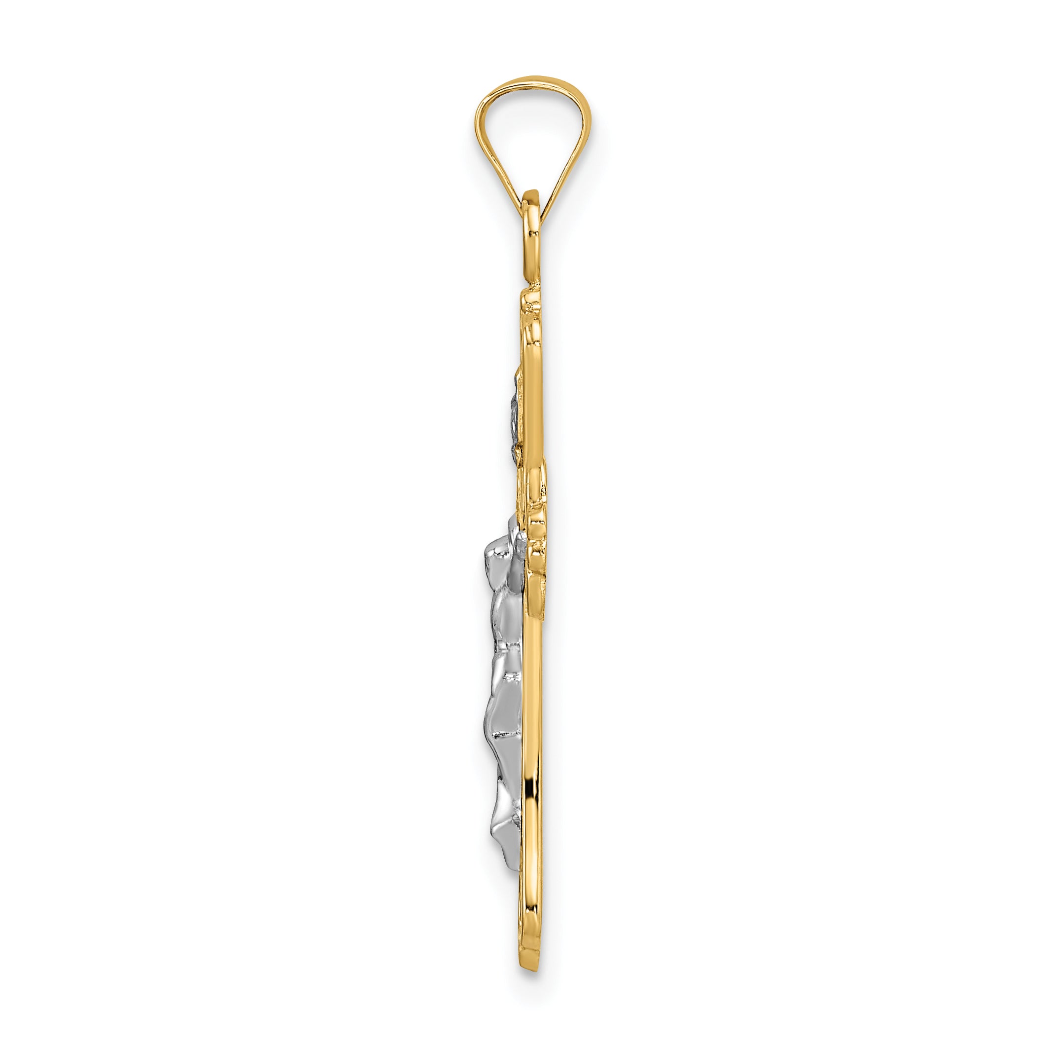 14k Two-tone Polished Solid INRI Crucifix Pendant Secondary image