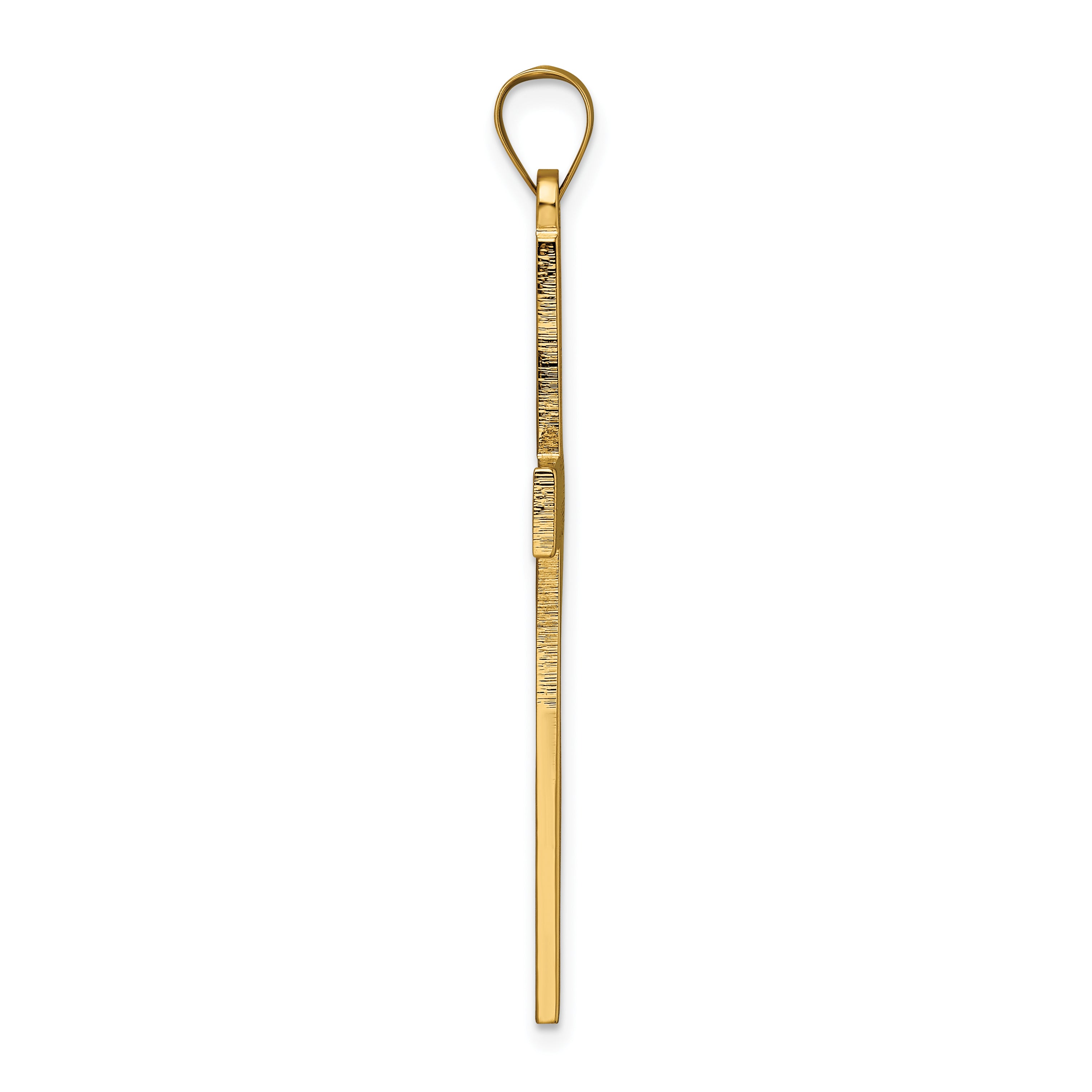 14k Polished and Line Design Solid Cross Pendant Secondary image