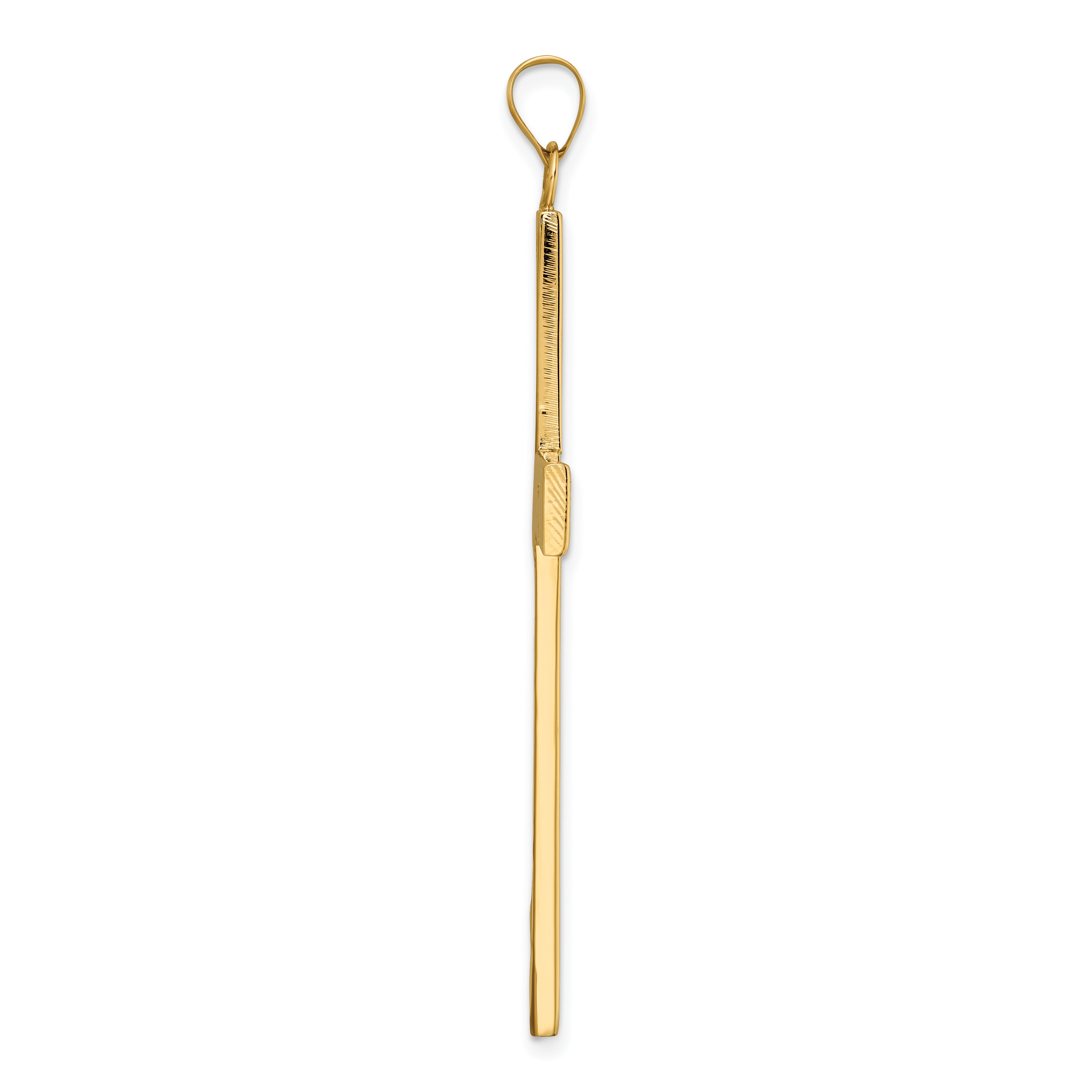 14k Polished and Line Design Solid Cross Pendant Secondary image