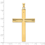 14k Polished and Line Design Solid Cross Pendant
