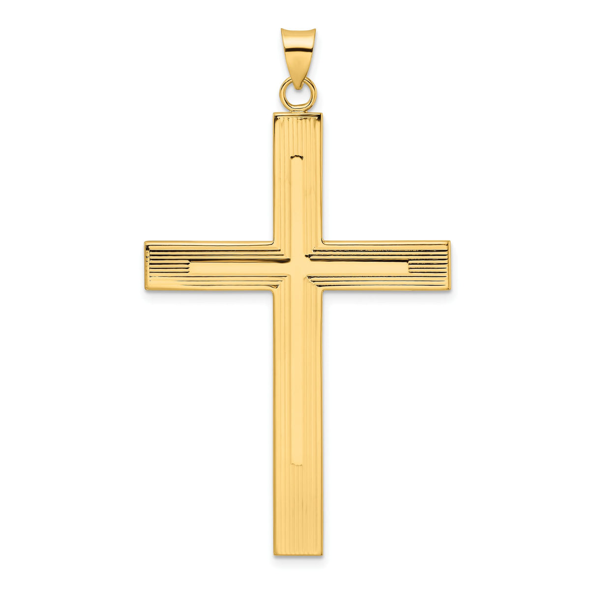 Line Cross Pendant in 14K Yellow Gold, 35mm - Sophia Jewelers Main image