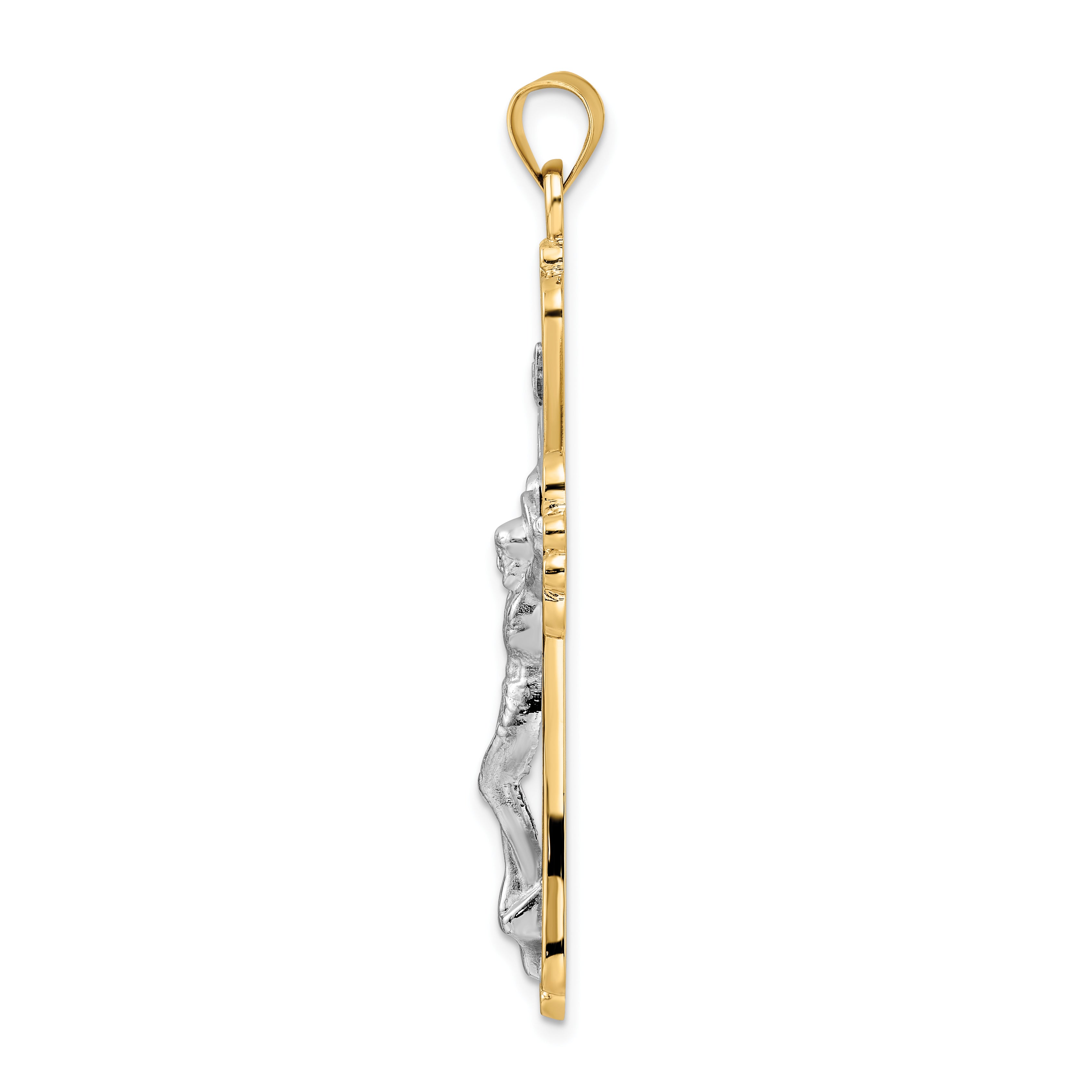 14k Two-tone Polished Solid Fancy INRI Crucifix Pendant Secondary image