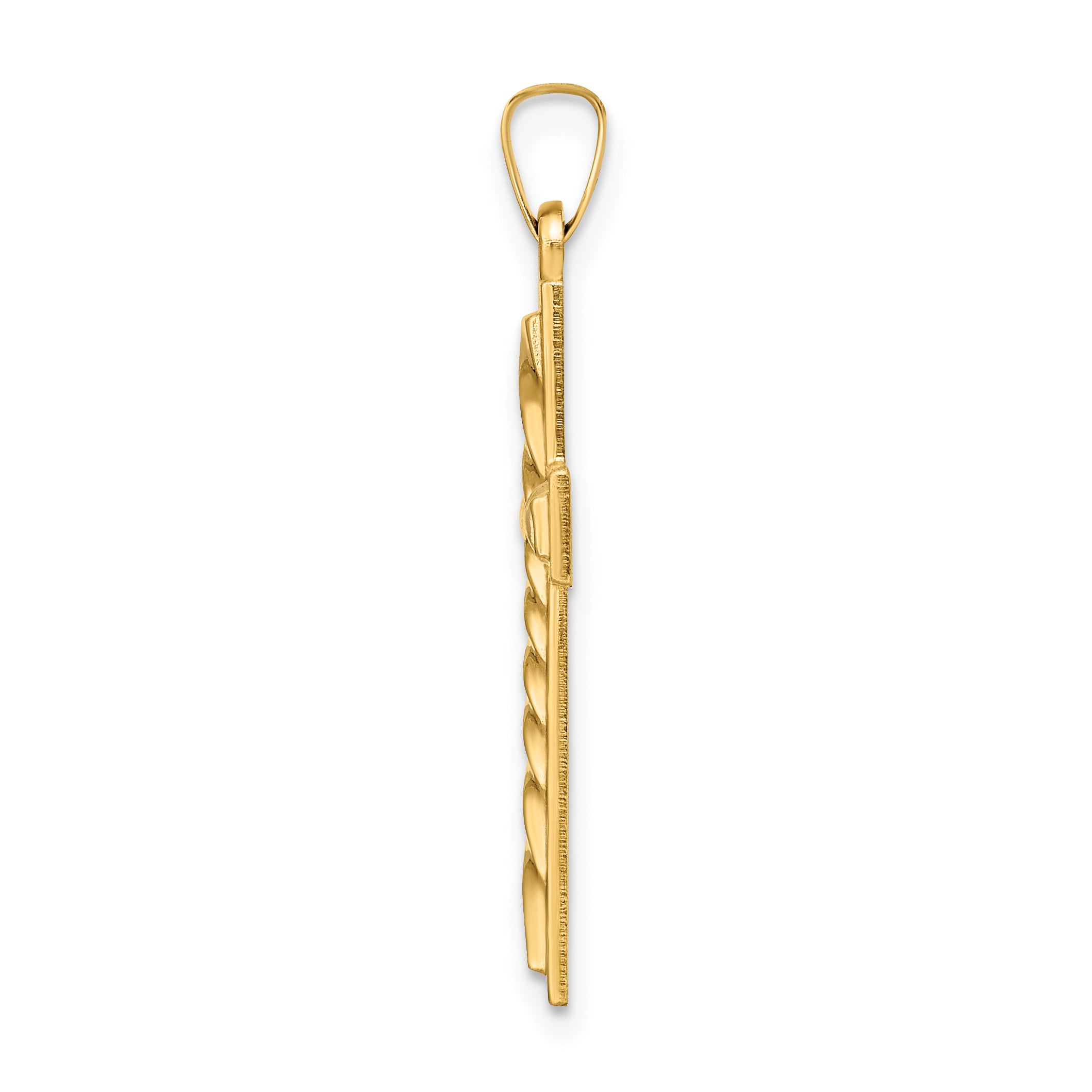 14k Polished and Twisted Hollow Cross Pendant Secondary image