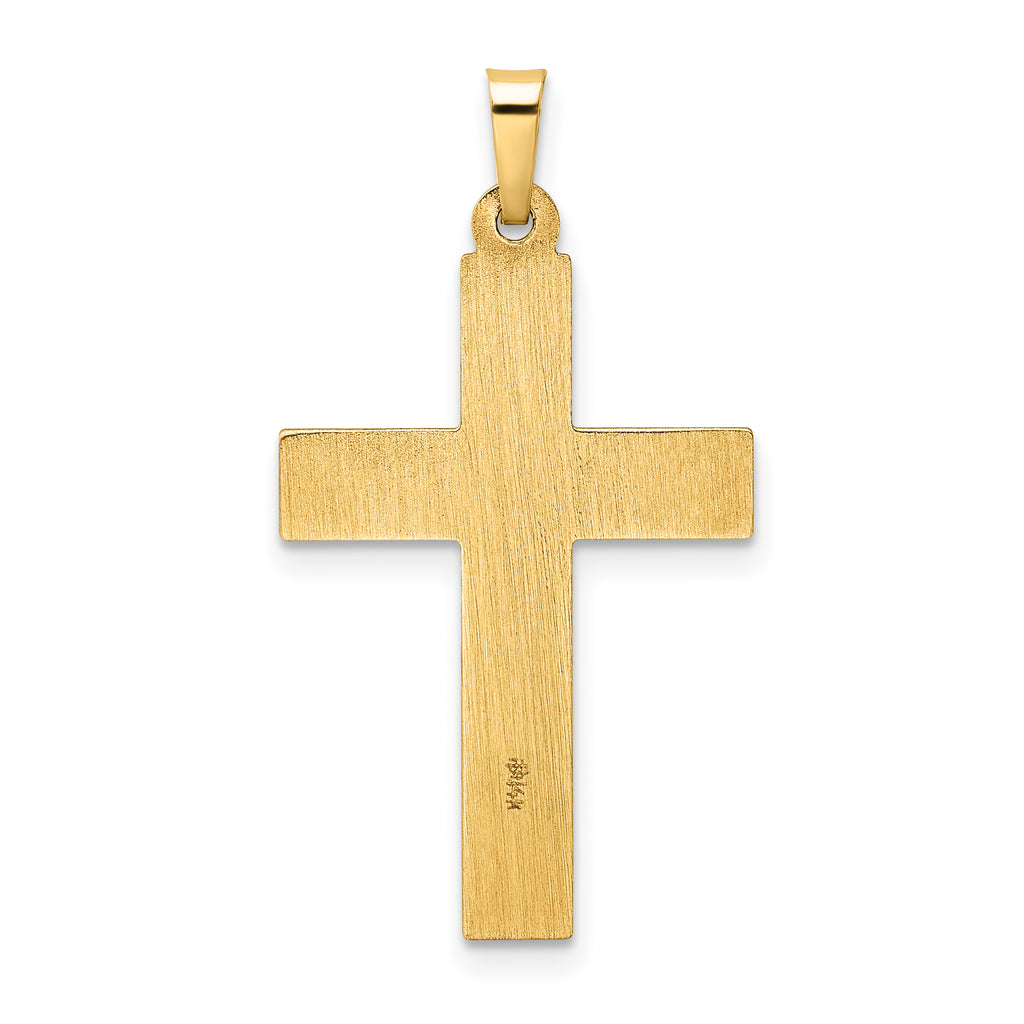 14k Polished and Twisted Hollow Cross Pendant