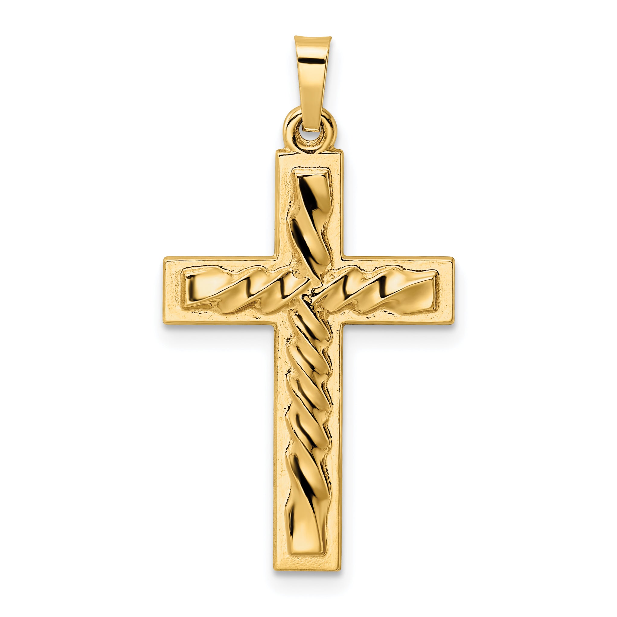 14k Polished and Twisted Hollow Cross Pendant Main image