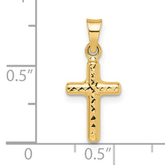14k Polished Diamond-cut Reversible Puffed Cross Pendant
