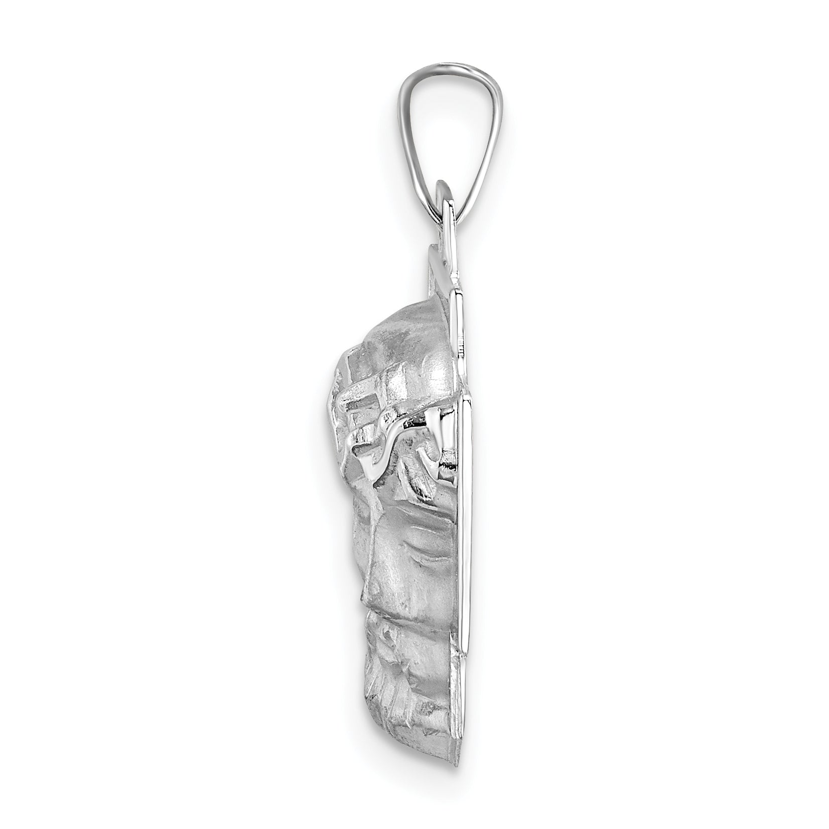 14k White Gold Polished and Satin Solid Jesus Head Pendant Secondary image