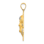 14k Polished and Satin Hollow Jesus Face Cross Pendant