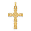 14k Polished Solid Floral Center Cross Pendant