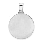 14k White Gold Polished and Satin Hollow Jesus Face Disc Pendant