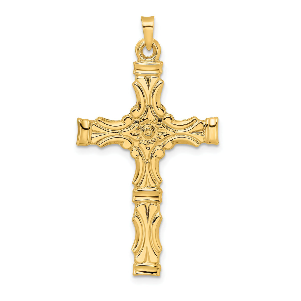 Fancy Cross Pendant in 14K Yellow Gold, 43mm - Sophia Jewelers Main image