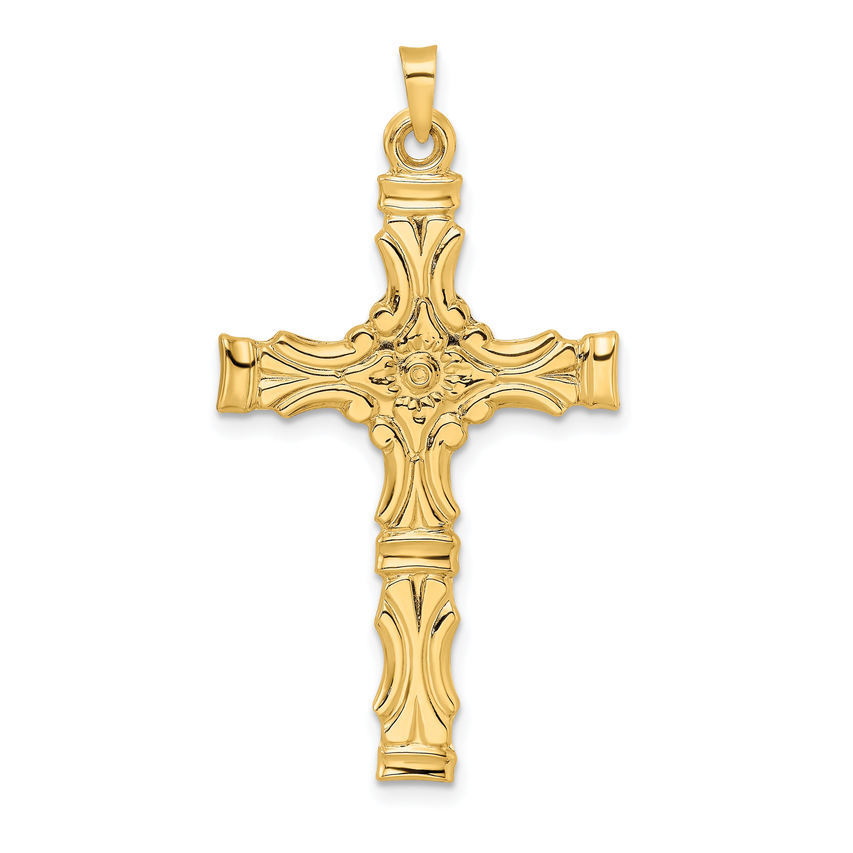 14k Polished Solid Fancy Design Cross Pendant Main image