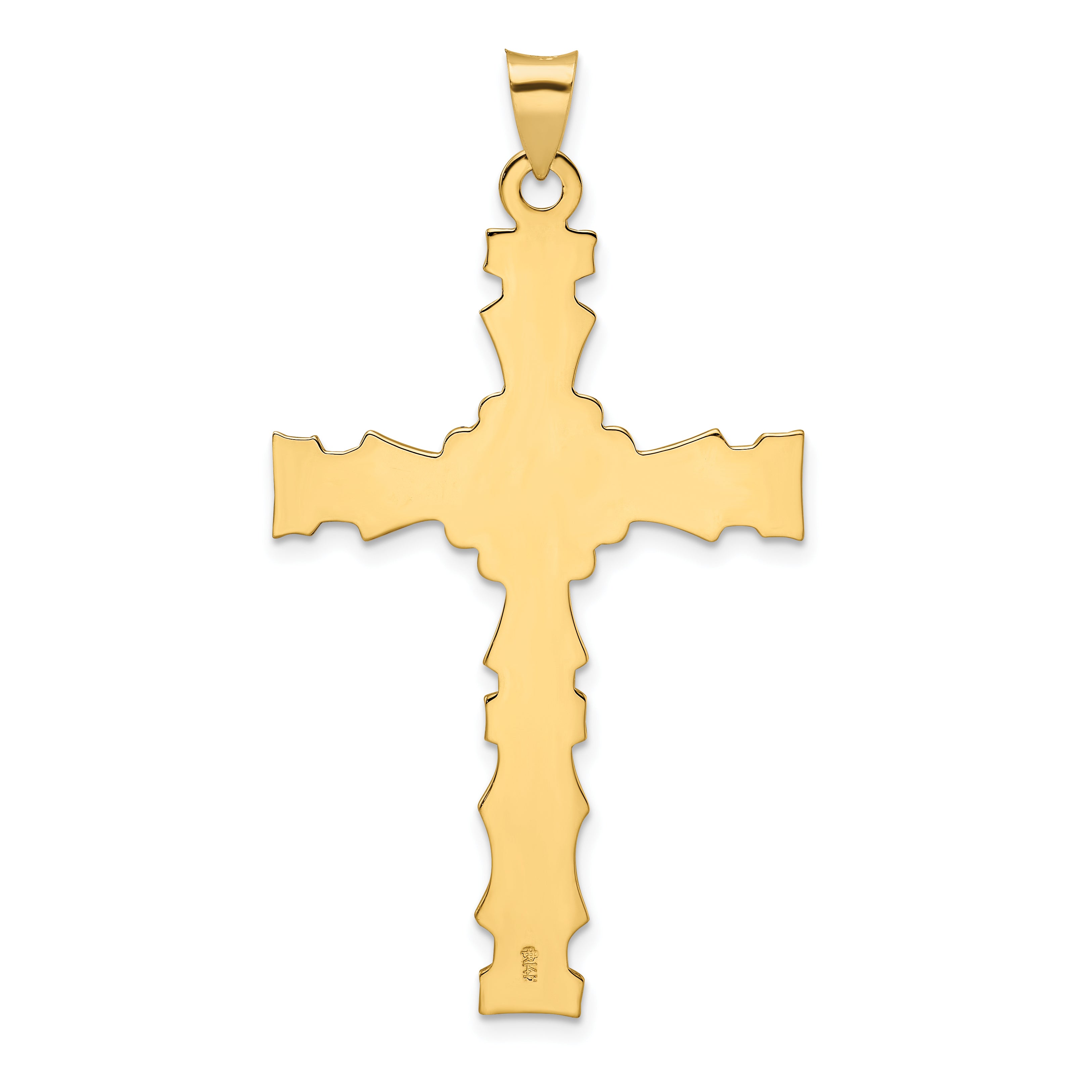 14k Polished Solid Fancy Design Cross Pendant