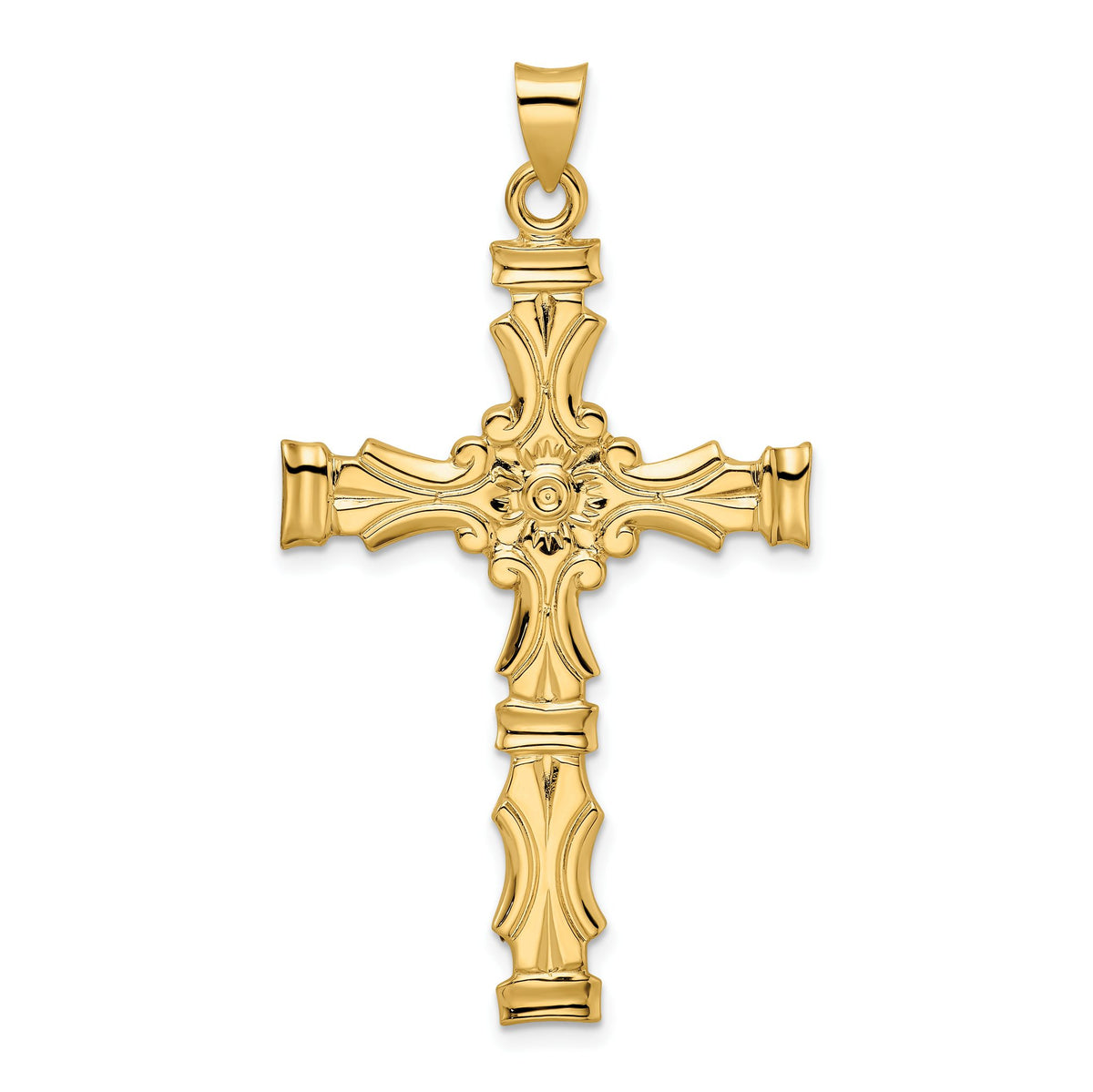 Fancy Cross Pendant in 14K Yellow Gold, 52mm - Sophia Jewelers Main image