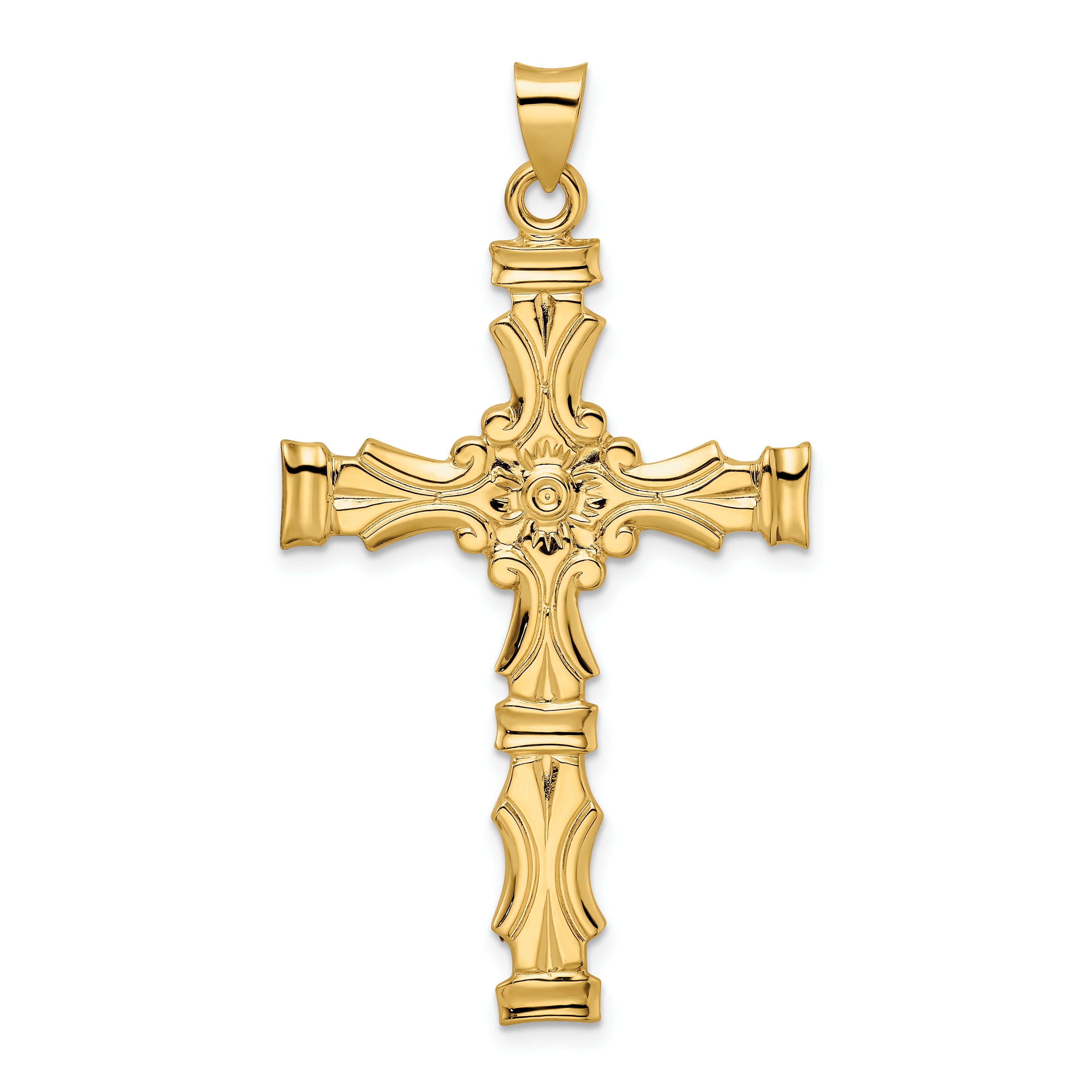 14k Polished Solid Fancy Design Cross Pendant Main image