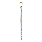 14k Polished and Textured Floral Solid Cross Pendant