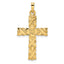 14k Polished and Textured Solid Floral Cross Pendant
