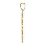 14k Polished and Textured Solid Floral Cross Pendant