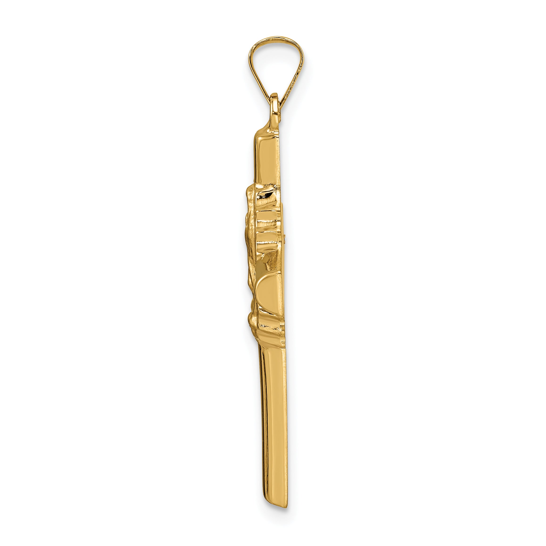 14k Polished and Satin Hollow Cross Pendant Secondary image