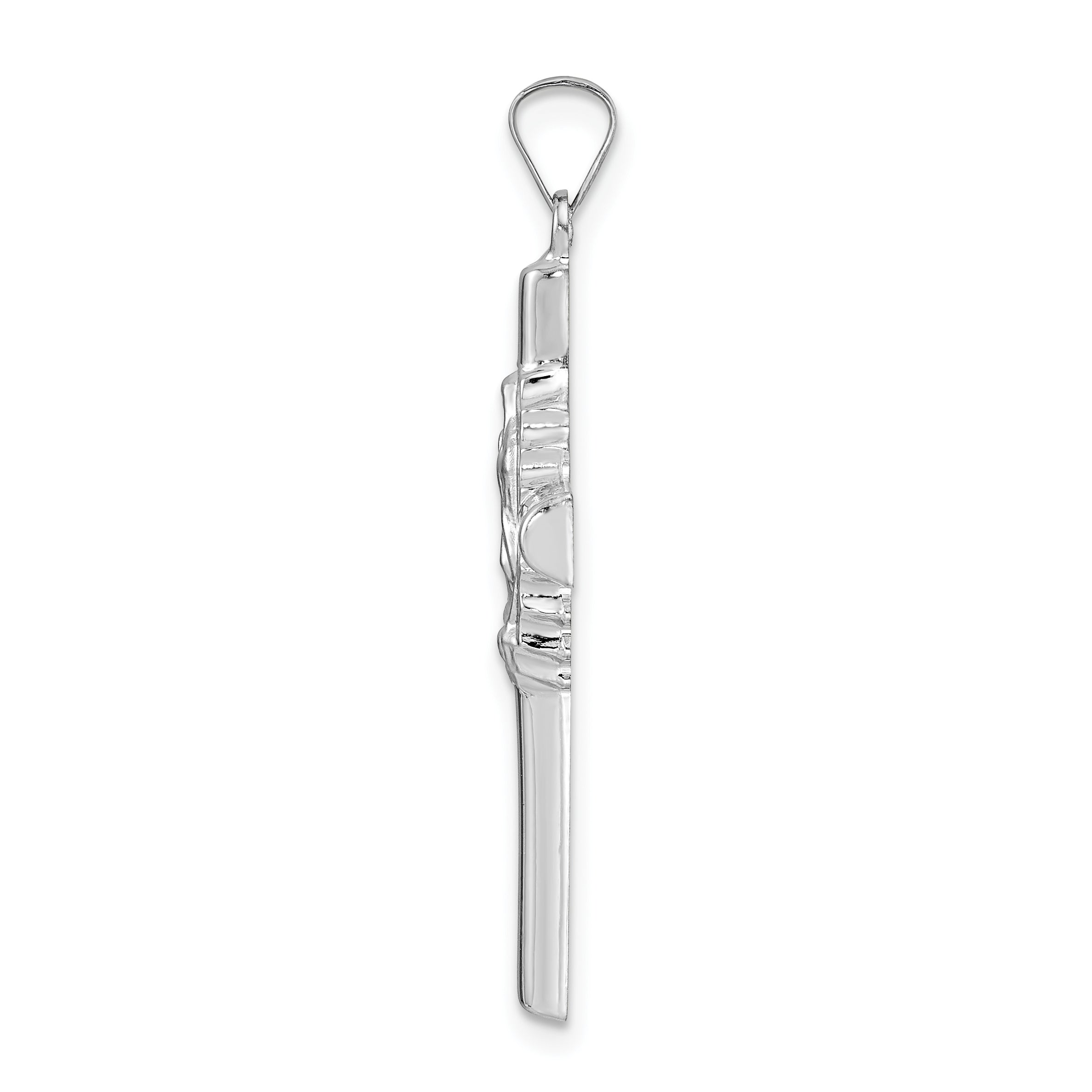14k White Gold Polished and Satin Hollow Cross Pendant Secondary image