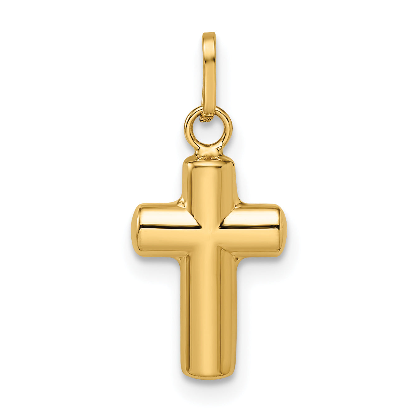 14k Polished Puffed Cross Pendant