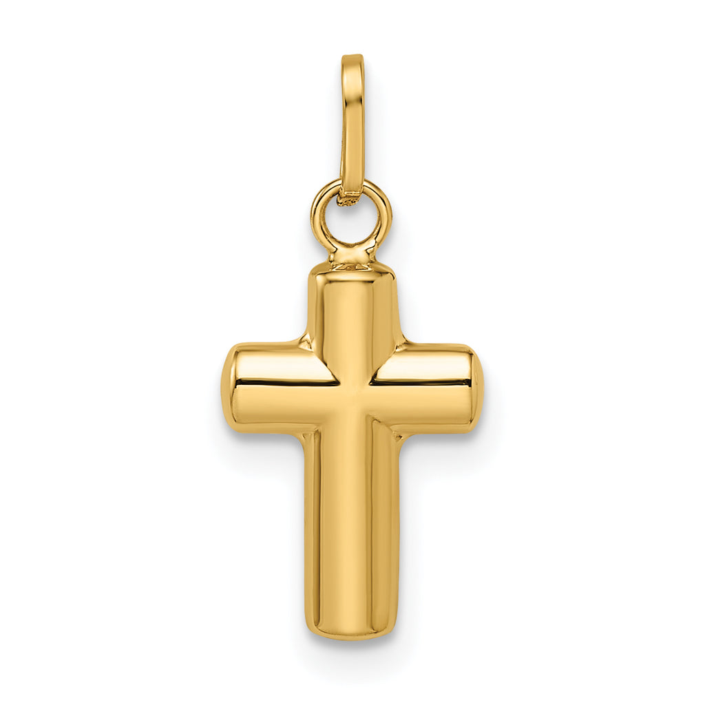 14k Polished Puffed Cross Pendant